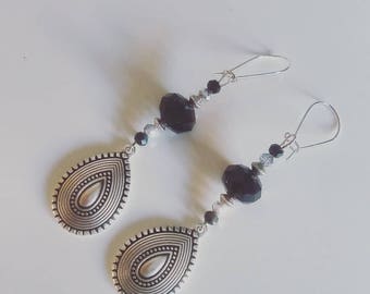 Long earjewel - silverpated earhooks