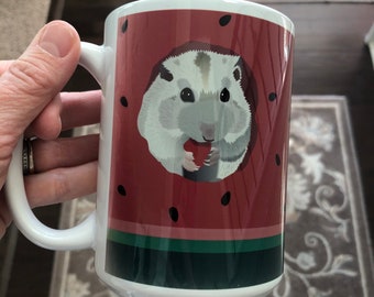 Happy Watermelon Munching Hamster Mug/Water Bottle