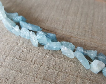 Rough Raw Aquamarine Hammered Nugget Beads - Blue - 8mm - 10mm - Destash