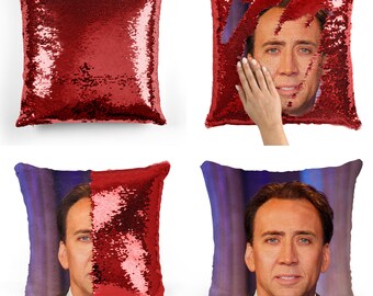 nicolas cage sequin pillow