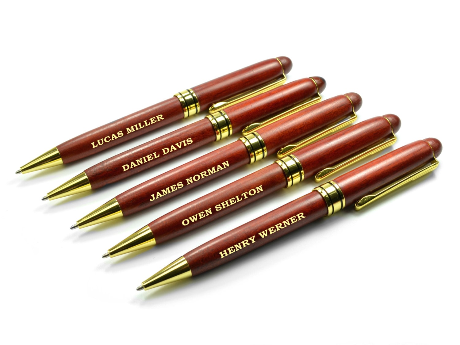 Set of 5 Engraved Redwood Pen Personalized wood Pen Custom