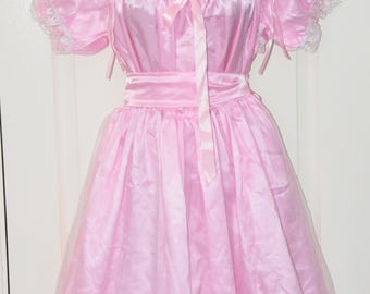 JOL - Sissy Bridal dress in slithery baby pink satin - 1XL, so silky and femme, crossdressing fun, Sissy Lingerie