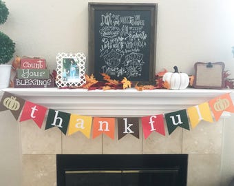 Thankful Banner - Thanksgiving Banner - Give Thanks - Autumn Banner - Thanksgiving Decor - Fall Decoration - Rustic Fall Decor