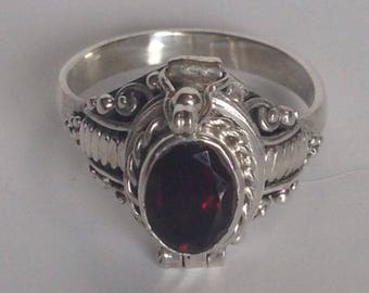 Beautiful Sterling Silver Geniune Garnet Poison Ring, Sterling Silver ring size 7 and size 8