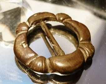 18th century French antique shoe buckle, solid bronze, Renaissance