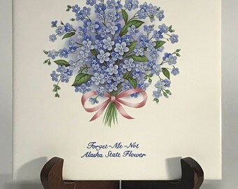 Alaska Forget Me Not State Flower Souvenir tile by IAAC
