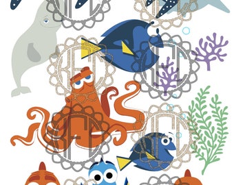 Disney Finding Dory Finding Nemo- layered EPS, PNG, Cut File, SVG, Studio3 (silhouette studio) best for print and cut, Heat transfer