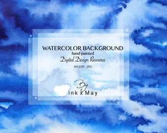 High Resolution 2 WATERCOLOR BACKGROUNDS Digital Design Resource Instant Download "Blue ink"