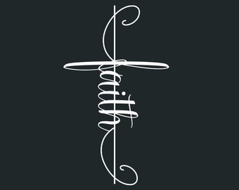 Faith and Cross : DOWNLOADABLE FILE ONLY png. pdf. svg. dxf. Screen printing, vinyl and more