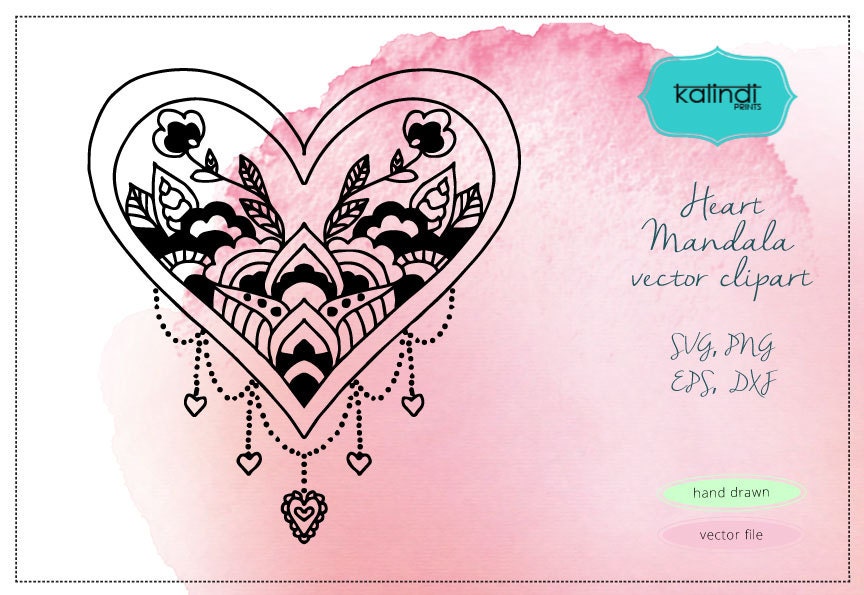 Download Heart Mandala svg Love vector clipart Valentine mandala svg