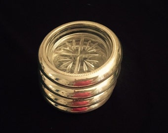 Set of 4 Vintage Glass and Sterling Silver Rims