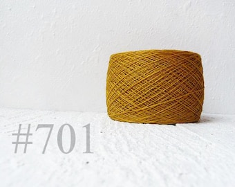Mustard Gold linen crochet thread - laceweight linen yarn #701
