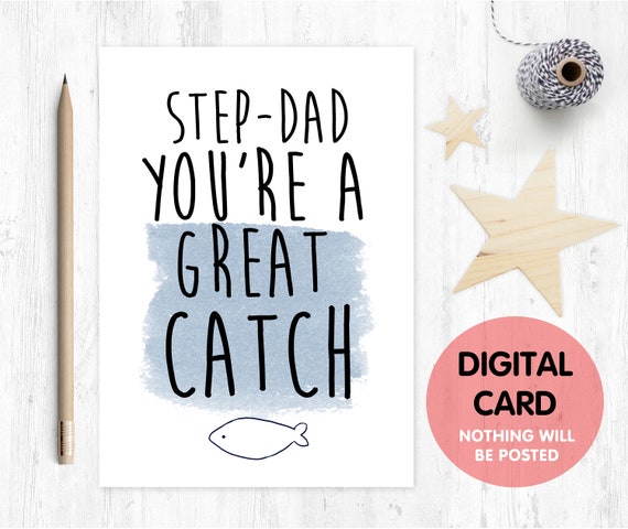 stepdad father's day card printable stepdad thanks card digital download funny stepdad card you're a good catch stepdad printable