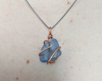 Wire Wrapped Beach Glass Necklace Pendant | One Of A Kind Sea Glass Jewelry Pendant | Sea Glass Necklace | Sea Glass Beach Glass Jewelry