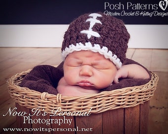 Crochet PATTERN for Football Hat - Crochet Hat Pattern - Crochet Pattern Baby - Crochet Patterns for Boys and Men - 6 Sizes - PDF 162