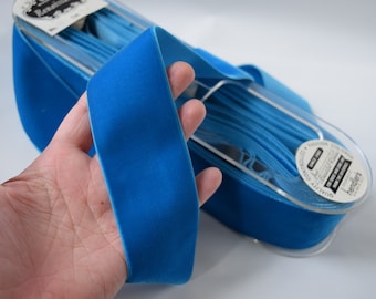 Vintage 2 inch velvet ribbon, Cerulean Blue velvet, Ocean Blue vintage velvet ribbon, teal blue, Azure blue, turquoise blue velvet, V1626