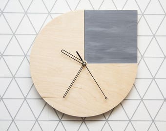 Wooden Wall clock ConcreteGray, hanging clock, wall clock, modern clock