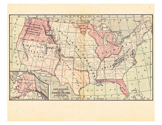 united states map vintage printable digital download no 595