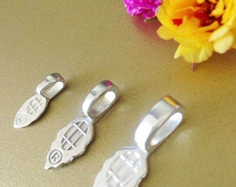 25 Aanraku Silver Plated Bails Medium Glass Tile Pendants 12x7mm Glue Pad