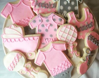 1 dozen sweet baby girl shower cookies!