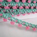 6 yards of Small Crochet Pom Pom Trim - Pink and Mint - Pom Pom size 0.5 cm
