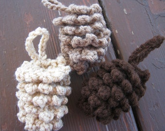 Crocheted Pine Cone Ornaments - set of 5