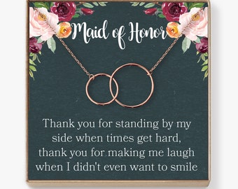 Maid of Honor Gift Necklace: Bridesmaid Proposal, Matron of Honor Gift, Be My Bridesmaid, Jewelry, 2 Interlocking Circles