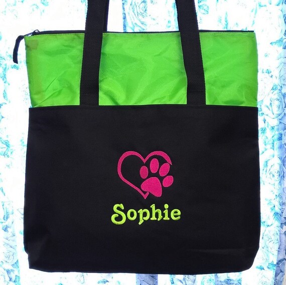 Personalized Pet Travel Tote Bag Dogs Cats Paw Print Carry Bag