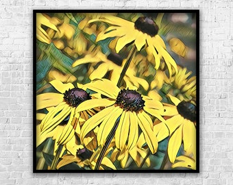 Black Eyed Susans, Art Print, Printable Art, Digital Art, Instant Download, Wall Decor