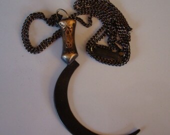 Gothic Dark WEAPON OF TERROR 3 Inches Tall Necklace 24 Inch Vintage Ox Chain