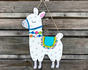 Llama Door Hanger Door Hanger, Painted