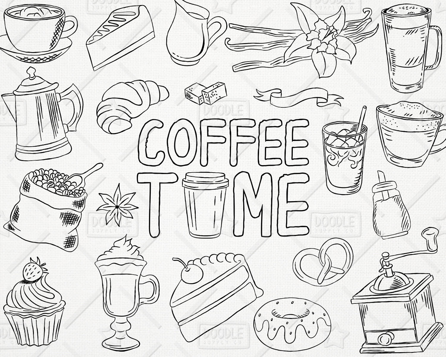 Doodle Coffee Vector Pack Coffee Shop Bakery Cafe Clipart