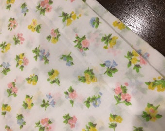 Standard Floral Pillowcase pair Vintage 60s pink yellow flowers shabby chic retro