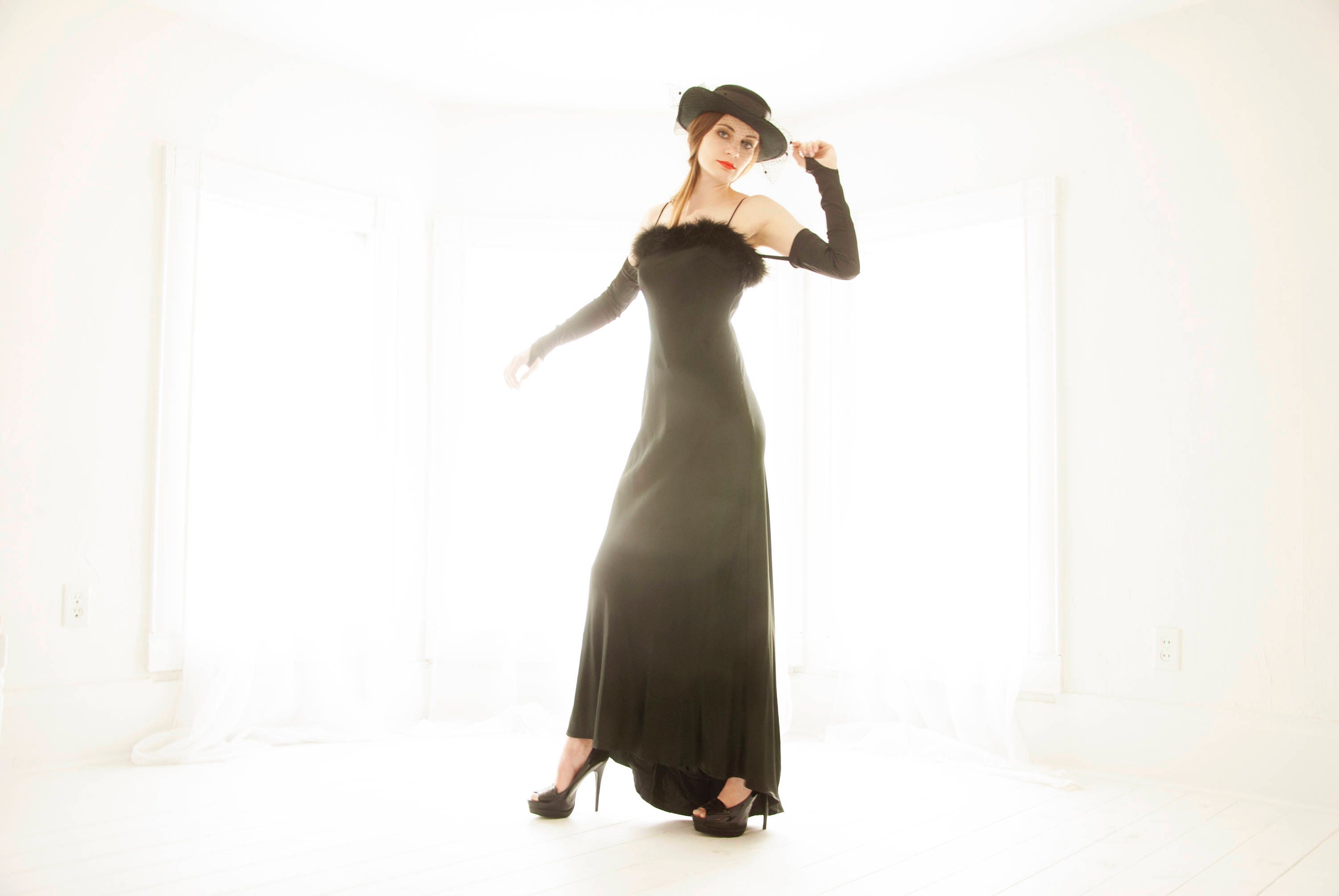 dress with opera gloves dress with opera gloves