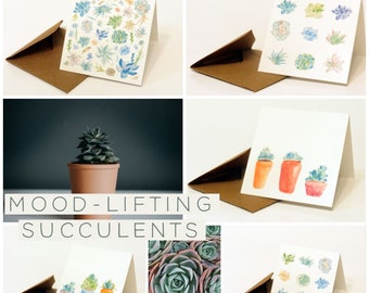 Mini Greeting Cards (Set of 10)—Mood-Lifting Succulents