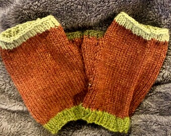 Knit fingerless gloves * fingerless mittens * womens * handmade * knit * striped * wool * wool blend