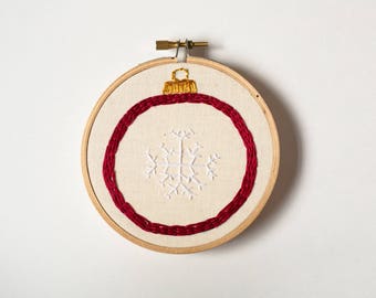 Christmas Snowflake Ornament - Embroidery Hoop Art