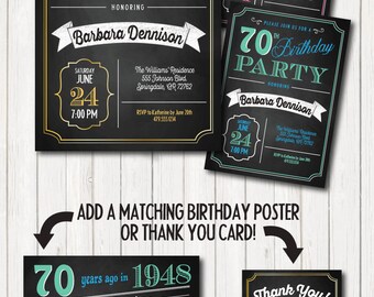 70th Birthday Invitations. 70th Birthday Party Invitations. 70th Birthday Invitation for Women. 70th Birthday Invitation for Men. Born 1948.