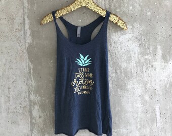 NAVY BLUE PINEAPPLE tank top / pineapple apparel / pineapple gift / womens shirts / womens tops / graphic tees / vacation shirt / pineapple