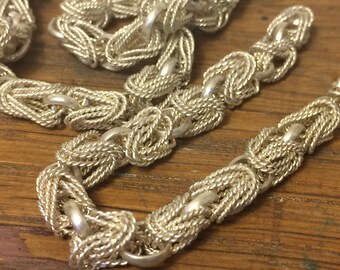 Vintage Filigree Silver Metal Link Necklace