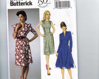 Misses Sewing Pattern Butterick B5951 5951 Misses Retro Rockabilly Dress Full Slim Skirt Size 8 10 12 14 16 UNCUT