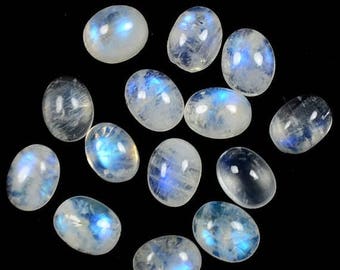 AAA Quality 15Pcs Superior~Design Natural Rainbow Moonstone Oval Shape Size 10x12mm Super Cabochon,Wholesale Loose Gemstone