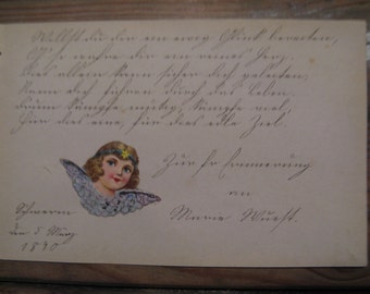 A German rhyme from an antique autograph book with poetry ... picture ... 1890!