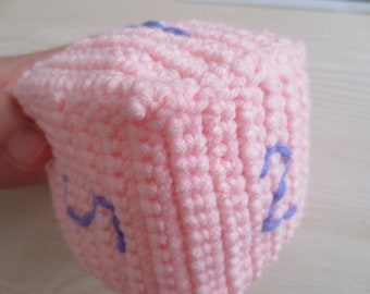 dice crochet knitted finished