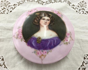 Victorian Hand Painted Trinket/Jewelry/Powder Box