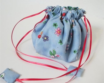 Butterflies and Flowers Blue Fabric Posy Pouch