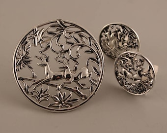 Vintage Sarah Coventry Woodland Deer Pin and Earrings, 1950s Sarah Cov