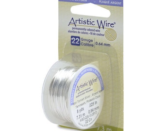 Artistic Wire 22 Gauge Tarnish Resistant Silver 43117 Dispenser 8yds Round Wire, Jewelry Wire, Craft Wire, Silver Plated Wire, Wire Wrapping