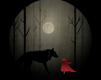 Red Riding Hood & The Wolf Art Print