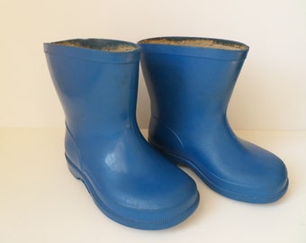 Vintage Rain Boots, Baby Rubber Boots, Children Gumboots, Blue Toddlers Boots, Child Footwear, Kids Boots, Collectible Shoes, 1960s Unisex